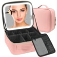 thumbnail image 1 of Makeup Case with Lighted Mirror 3 Color Setting,Cosmetic Makeup Train Case with Adjustable Divider,Travel Makeup Bag with Light Up Mirror for Makeup Brushes,Makeup Accessories,Tools Case,Women, 1 of 7
