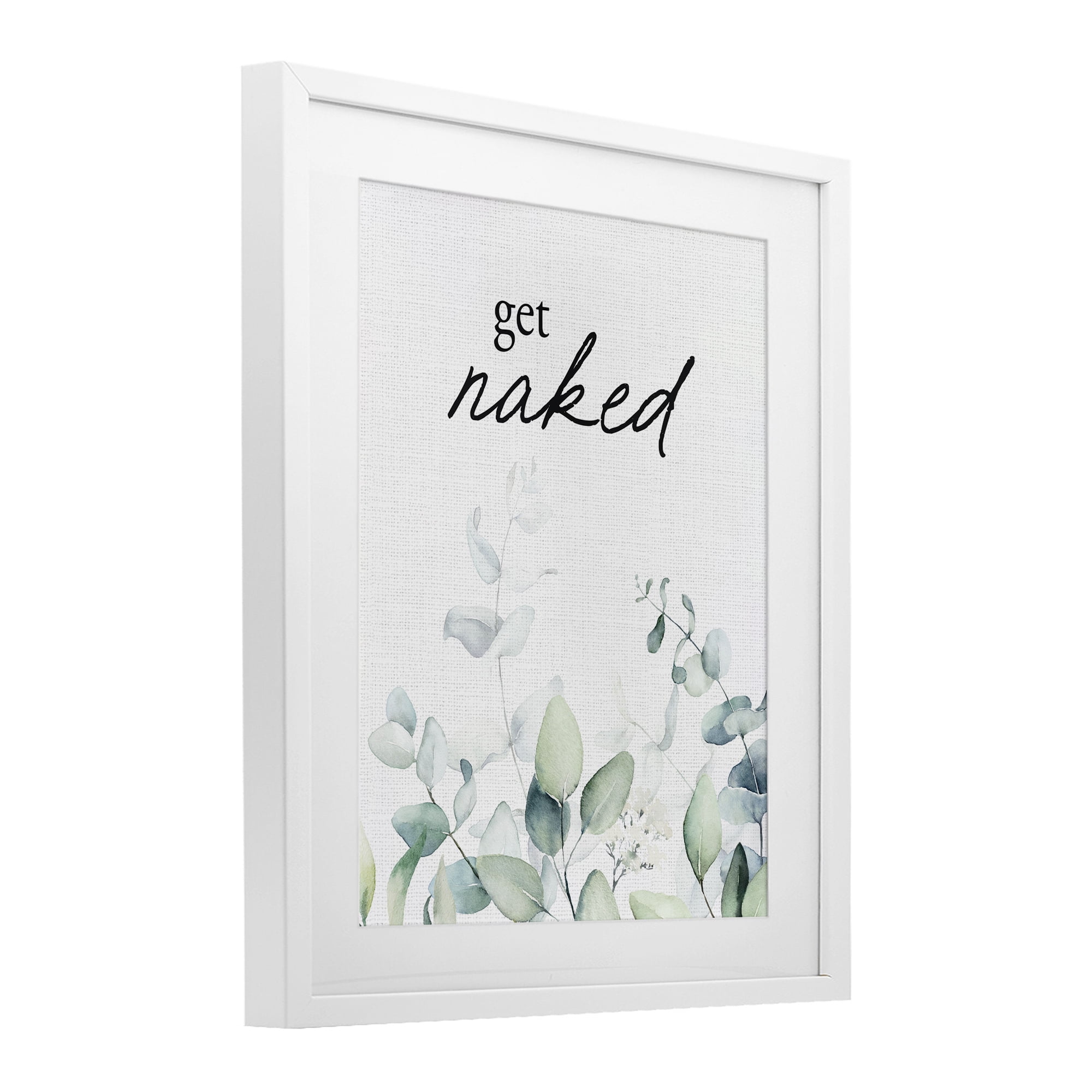 Get Naked Minimal Herbs White Framed Print Under Glass, design by Lettered and Lined