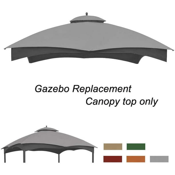 Eurmax 10x12 Gazebo Replacement Canopy 2 Tier Replacement Canopy,Gray ...