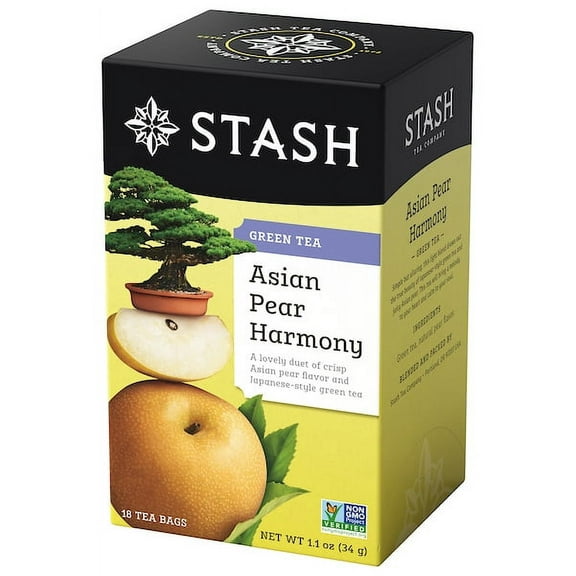Stash Tea Asian Pear Harmony Green Tea Bags, 18 Count