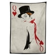 thumbnail image 3 of Ambesonne Queen Tablecloth Rectangular Table Cover, Retro Woman Card Ace, 60"x90", Vermilion Beige, 3 of 4
