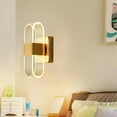 thumbnail image 4 of Aplique de pared acrílico LED moderno, lámpara de pared regulable para dormitorio, pasillo, escaleras, baño, accesorio de iluminación interior, lámpar , Líneas de Líneas de rayas doradas, 4 of 8