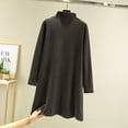 thumbnail image 4 of YHAJDS Women's Casual Dress,Fall Dresses for Women Long Sleeve Dress Solid Color Crew Neck Knee Length Comfortable Thermal Fleece Casual Dress with Sleeves, 4 of 5