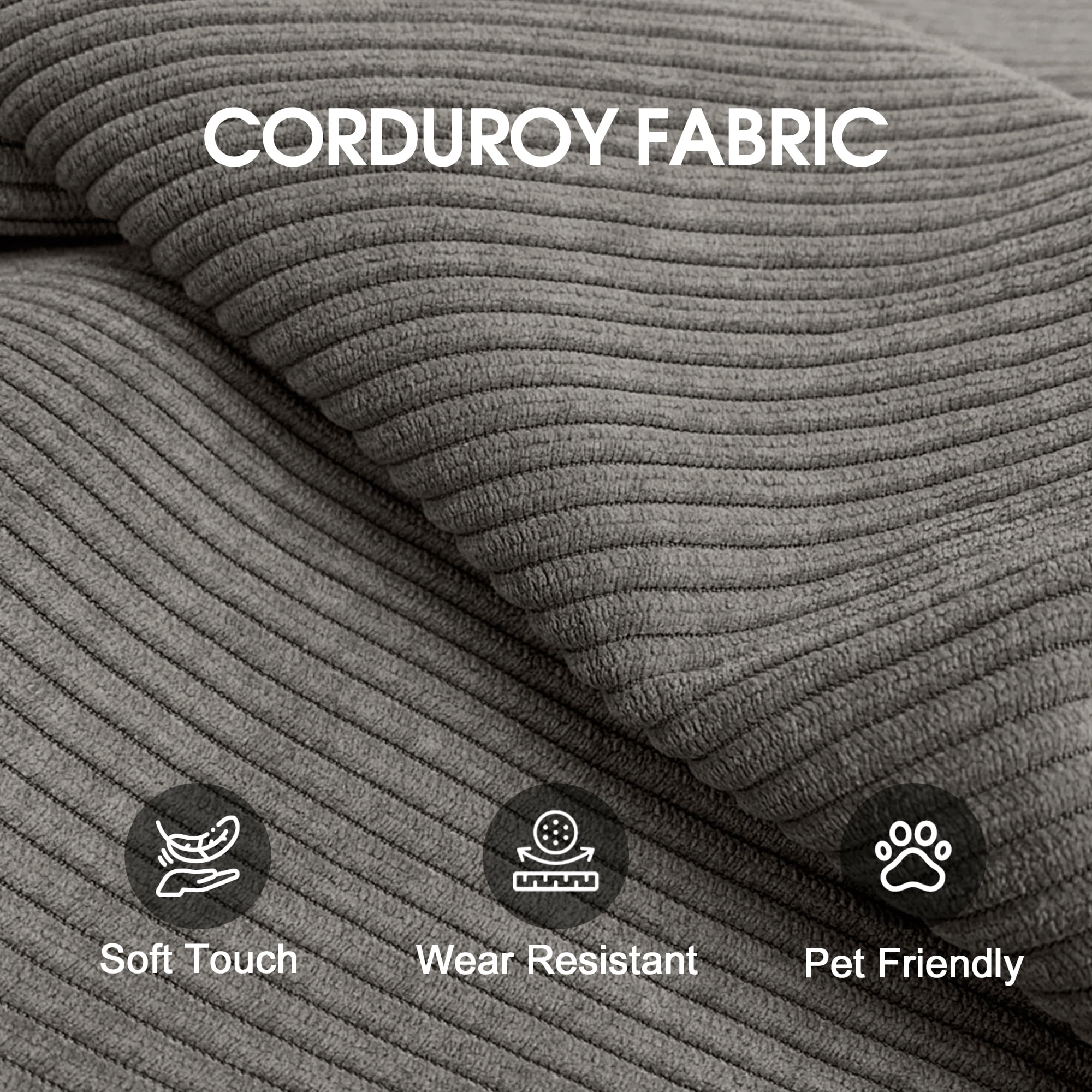 avobird 78" Convertible Sofa Bed, 5-in-1 Corduroy Futon Pull Out Couch, No Assembly Boneless Sleeper Sofa for Living Room & Bedroom, Gray
