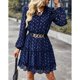 thumbnail image 3 of Vestido De Manga Larga, Vestido De Cuello En V De Mujer Linda Con Paneles Casuales En Capas Impreso Una Línea Para El Trabajo ANGGREK Otros, 3 of 8