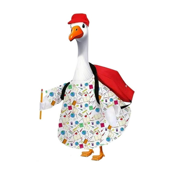 Uxgjfwu Back to Sch-ool Goose Decor, Large White Porch Greeter for Outdoor Yard Holiday Decoration, Funny Welcome Sign for Fall Season Party