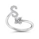 thumbnail image 1 of Anillo creativo de 26 letras con microdiamantes ajustable de Europa y Estados Unidos, anillo de joyería de la A a la Z en inglés, 1 of 6