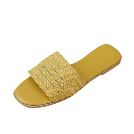 

GNEIKDEING Ladies Shoes Summer Beach Slippers Soft Sole Flat Slippers Gift on Clearance