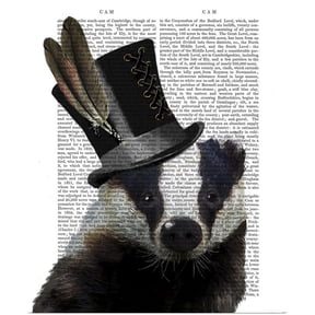 Great BIG Canvas | Rolled Fab Funky Poster Print entitled Steampunk Badger in Top Hat