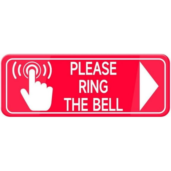 Please Ring The Bell With Right Arrow And Graphic Sign 10"X3" Red White Acrylic - Self Stick Door Sign Wall Decal For Offices Businesses House Home