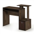 thumbnail image 1 of Furinno Econ Multipurpose Home Office Computer Writing Desk w/Bin, Columbia Walnut/Dark Brown, 12095CWN/DBR, 1 of 4