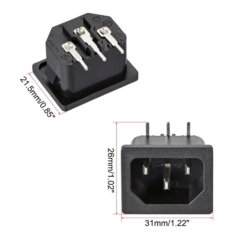 Connettore Di Alimentazione IEC C14 250V 10A - 3 Pin Per PC, Elettrodomestici, Pack Da 6 Pezzi - Foto 8