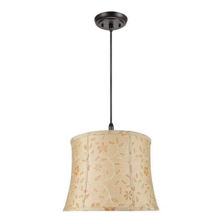 

Aspen Creative 70023 Two-Light Hanging Pendant Ceiling Light with Transitional Bell Fabric Lamp Shade Gold 16 width