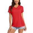 thumbnail image 1 of OUSITAID UPF 50+ T-shirts d'Été à Manches Courtes Col en V T-shirts de Protection Solaire pour Femmes Séchage Rapide Randonnée Course Hauts, 1 of 6