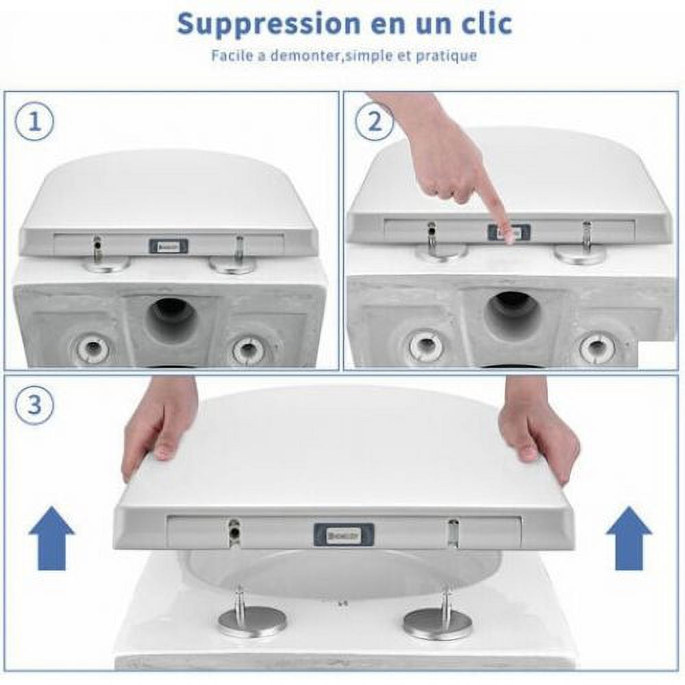D-Shape Toilet Seat with Quiet Self-Closing, Designed for Modern Bathrooms, Durable UF Material Ensures Longevity, Universal Fit for Standard Toilets, Soft Toilet Seat with Quick