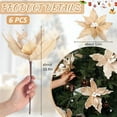 thumbnail image 2 of 6 Pcs Christmas Poinsettia Flowers Artificial 12 Inch Large Frost Edged Flannel Christmas Faux Poinsettia Flowers Xmas Tree Decor for New Year Wedding Party, 2 of 7