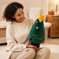thumbnail image 6 of Green Christmas Tree Plush Throw Pillow, Soft Xmas Tree Shaped Decorative Cushion with Yellow Star and Colorful Buttons, Embroidered Merry Christmas Accent Pillow for Sofa Bedroom Holiday Decor, 6 of 7