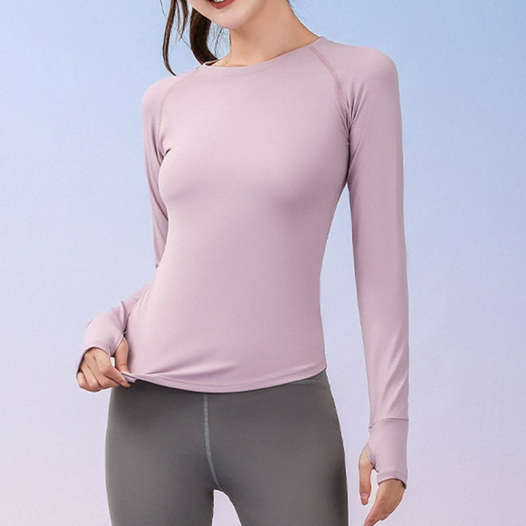 Long Sleeve Breathable Workout Tops for Women Activewear Quick-Drying  Stretchy Slim Fit Thumbhole T Shirt Athletic Running Sports Shirts Dry Fit  Mesh