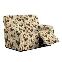 Xixirimido Recliner Chair Cover, 6-Pieces Stretch Recliner Covers for 2 Seat Reclining Chair Slipcover Loveseat Furniture Protector for Pets Kids, Roosters Floral Patchwork