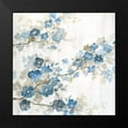 thumbnail image 2 of Nan 12x12 Black Modern Framed Museum Art Print Titled - Dogwood in Blue I, 2 of 5