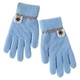 thumbnail image 1 of 1 Pair Child Gloves Stretchy Skin-friendly Keep Warm Braid Button Winter Gloves for Outdoor, 1 of 10