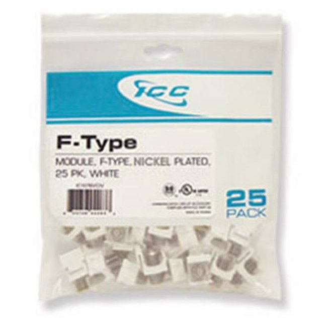 Icc Icc-Ic107Bfcwh Module- F-Type Nickel Plated 25 Pk White