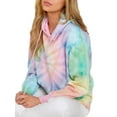 thumbnail image 4 of Capreze Ladies Sweatshirts Long Sleeve Hoodies Hooded Neck Sweatshirt Athletic Pullover Tie Dye Light Green L, 4 of 5