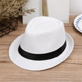 thumbnail image 2 of Landzoo Kids Straw Fedora Hat, Classic Summer Sun Hat for Boys and Girls, Lightweight Breathable Beach Hat, 2 of 3