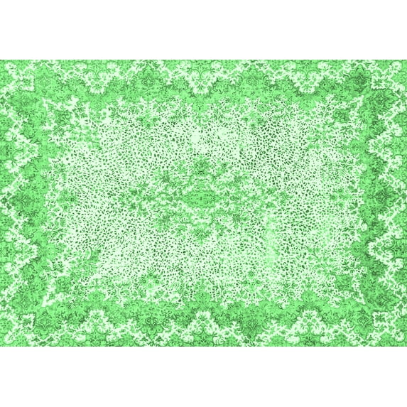 Ahgly Company Indoor Rectangle Oriental Emerald Green Traditional Area Rugs, 6' x 9'