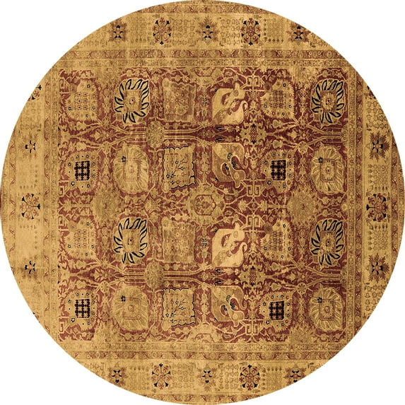Ahgly Company Indoor Round Oriental Brown Traditional Area Rugs, 3' Round