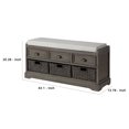 thumbnail image 5 of Benzara Bench with 3 Drawers and 3 Pull Out Woven Backets, Black, 5 of 5