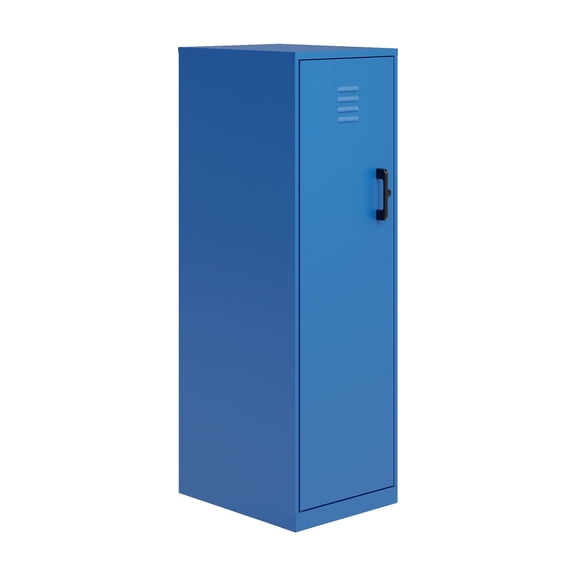 Space Solutions 46.38 inch High 4 Shelf Storage Locker Cabinet, Welded Metal, Fully Assembled, Vented Door, Blue