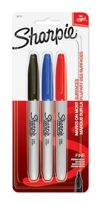 Sharpie 30173PP Permanent Markers Fine Point Assorted Colors 1 Blister of 3 M... 
