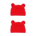 thumbnail image 4 of Qarigey Sombrero de bebé con orejas Sólido Cómodo Cálido Fotografía Niñas Niño Sombreros Gorro infantil Gorros para niños pequeños Rojo 2piezas, 4 of 6