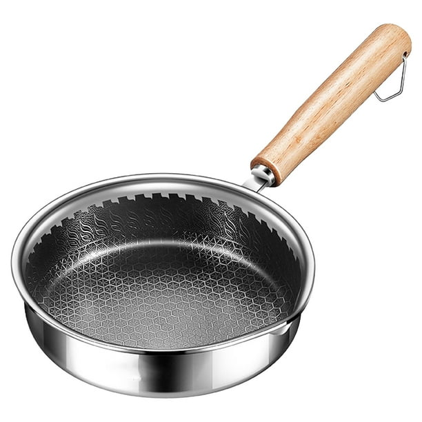 Sartén de acero inoxidable antiadherente para cocina, con mango de madera