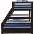 thumbnail image 3 of Benjara Wooden TwinXL/Queen Bunk Bed with Drawers- Espresso Brown, 3 of 5