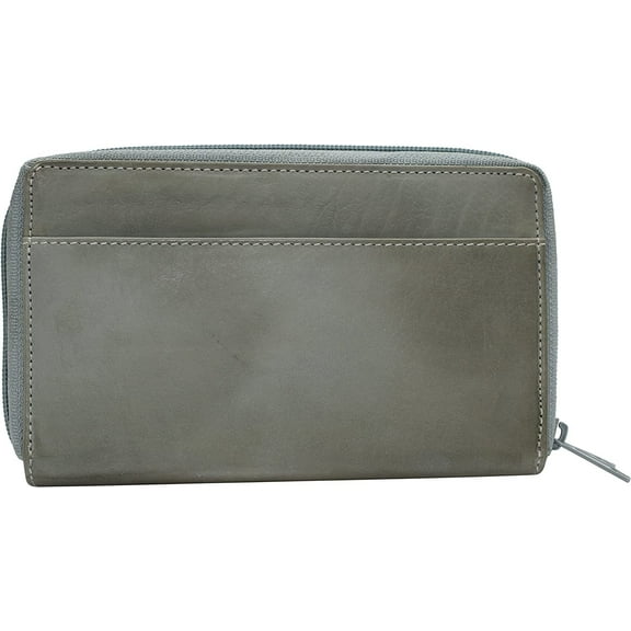 Marshal Genuine Leather Double Zipper Clutch Checkbook Wallet for Women #4575CF Swiss SkyBlue