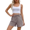 thumbnail image 4 of WAYUTE Shorts for Women Striped Elastic Waist Casual Shorts with Drwastring and Pockets Comfort Everyday for Ladies Versatile Summer Clothes, 4 of 7