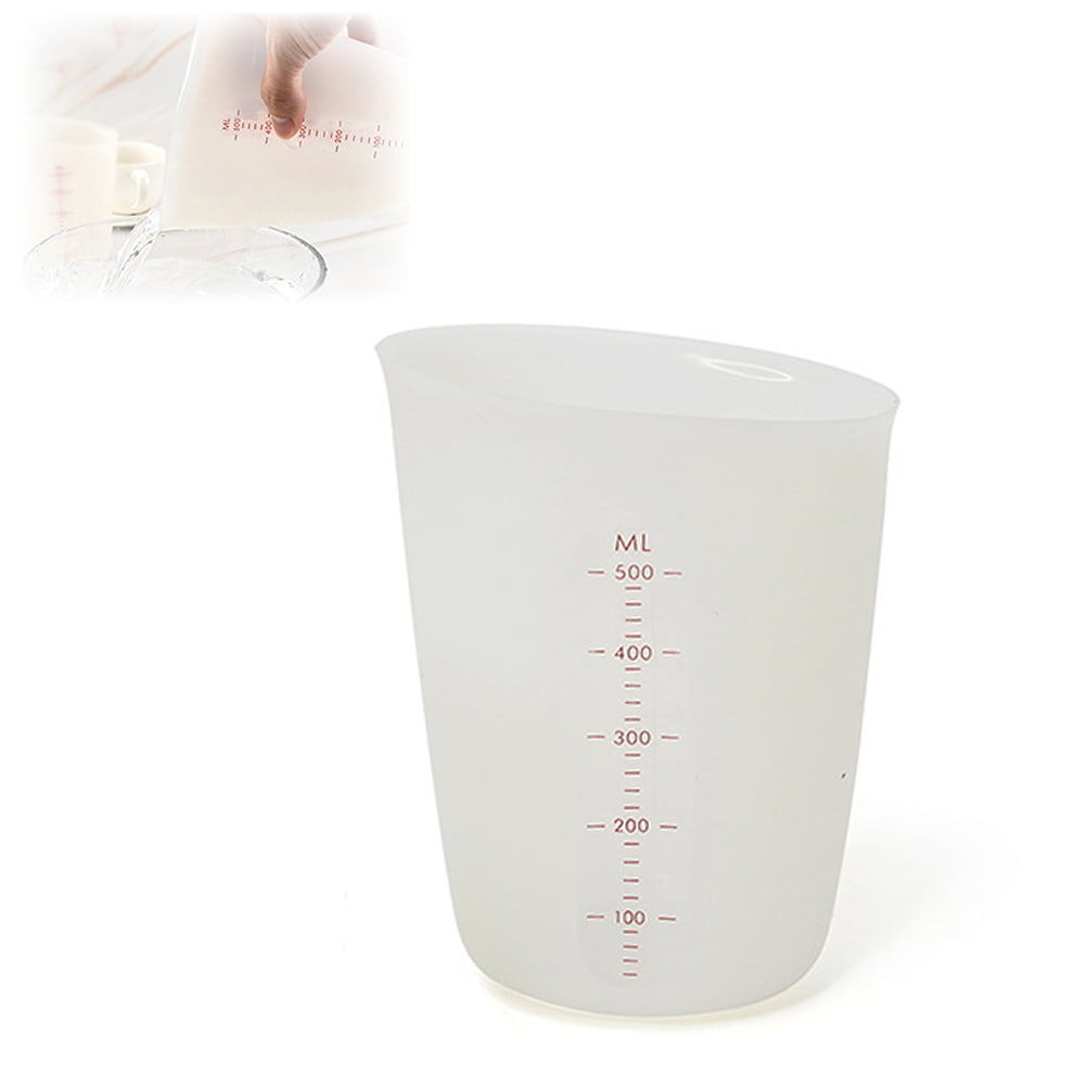 Visual Double Scale Cup Clear Soft Silicone Measuring Cup Baking Milk Cup @gelar 