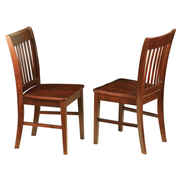 East West Furniture Norfolk Modern Dining Chairs - Wooden Seat and Mahogany Hardwood Frame Dining Room Chair set of 2