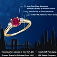 thumbnail image 2 of Gem Stone King 10K Yellow Gold Red Created Ruby and White Topaz 3-Stone Ring for Women | 1.28 Cttw | Round 6MM | Gemstone July Birthstone | Size 7, 2 of 6