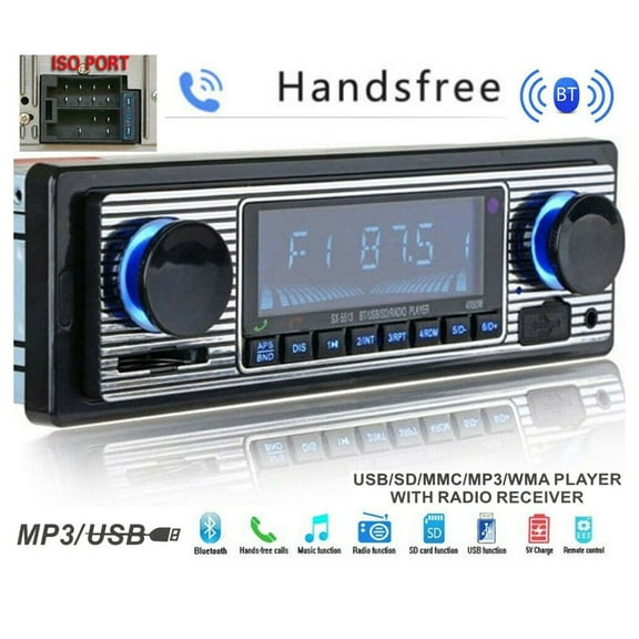 New Bluetooth Vintage Car FM Radio MP3 Player USB Classic Stereo Audio Receiver AUX