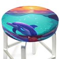 thumbnail image 3 of Honeii Hawaiian Island Dolphin Bar Stool Covers – Perfect Fit for 12" to 14" Round Stools, Crease-Resistant, Stretchy, Washable & Dustproof Seat Slipcovers-14 inch, 3 of 7