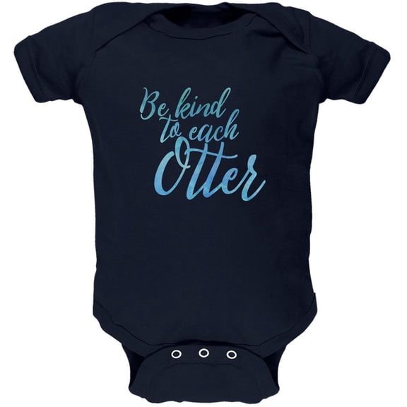 Be Kind to Each Other Otter Pun Soft Baby One Piece Navy 3-6 M