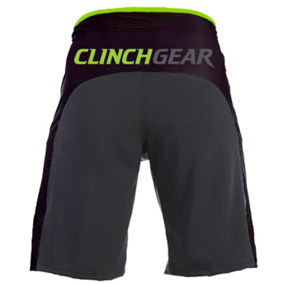 Gray/Black/Lime Clinch Gear Mens Signature MMA Wrestling Advantage Shorts 