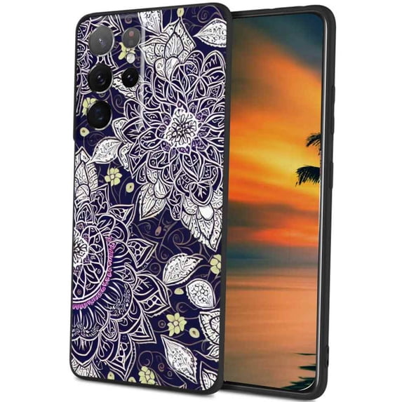 Floral-Mandala Phone Case, Degined for Samsung Galaxy S22 Ultra Case Men Women, Flexible Silicone Shockproof Case for Samsung Galaxy S22 Ultra