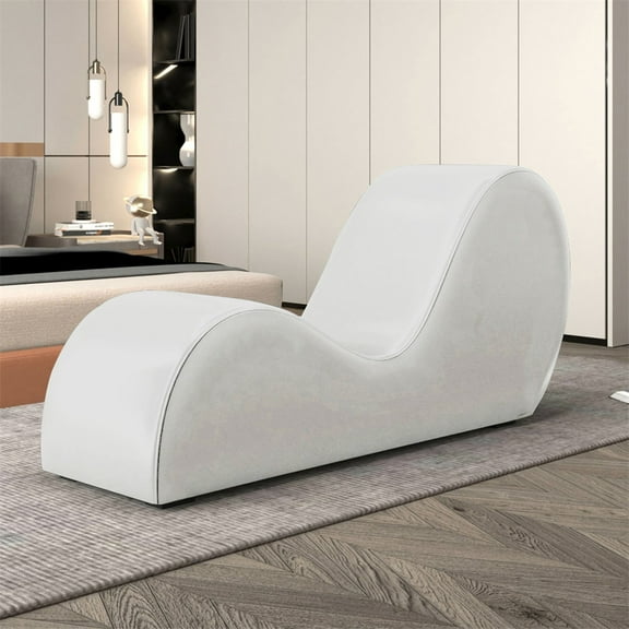 SCUQI Yoga Chair Curved Yoga Chaise Lounge Yoga Sofa Indoor Small Lounge Chair for Adults Stretching Exercising Relaxing Living Room Apartment Office (White)