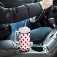 thumbnail image 4 of 40oz Polka Dot Red & White Tumbler Insulated with Handle LeakProof Coffee Mug Large Water Bottle Fits in Car Cup Holder Hot & Cold Drinks, 4 of 6