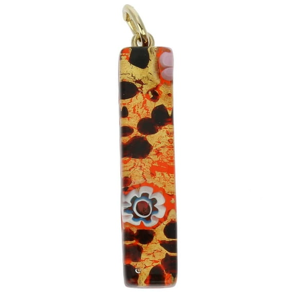 GlassOfVenice Murano Glass Venetian Reflections Stick Pendant - Gold Millefiori
