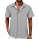 thumbnail image 3 of Camisa Mizvsitrd a rayas para hombre con botones de manga corta, 3 of 4